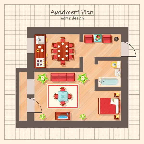 Plano de Apartamento Ilustração — Vetor de Stock