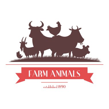 Farm Animals Label Or Signboard Design  clipart