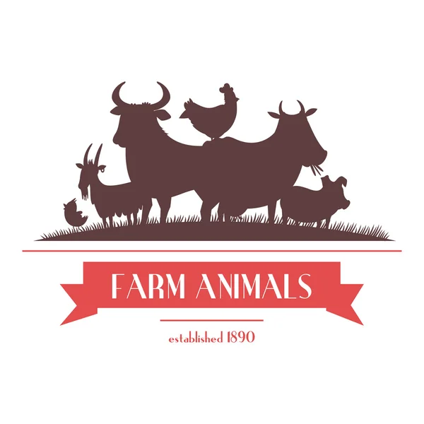 Farm Animals Label Or Signboard Design — Stock Vector