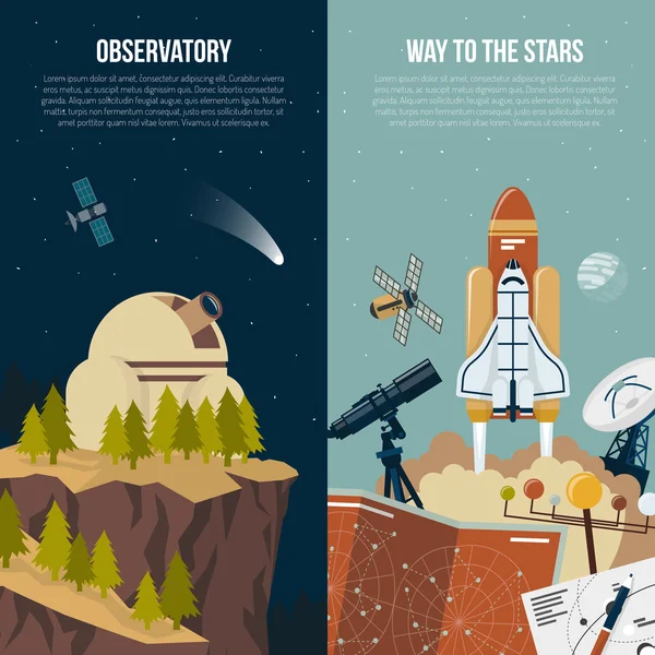 Astronomy Vertical Banners — Stock Vector
