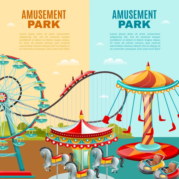 Amusement Park Vertical Banners — Stock Vector