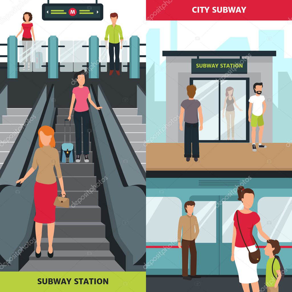 Subway People Vertical Banners