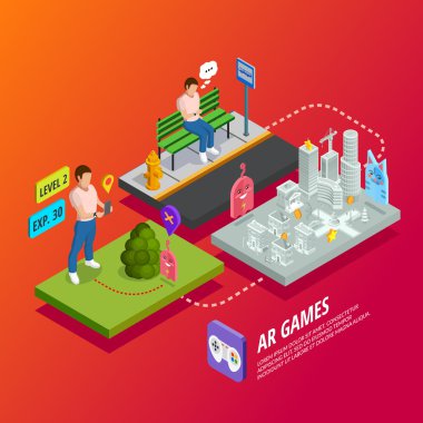 Artırılmış gerçeklik Ar oyun izometrik Poster 