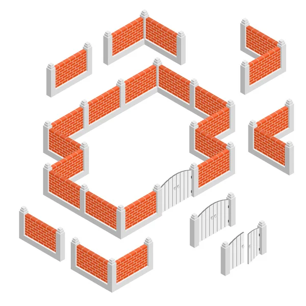 Fences Isometric Design Concept — Stock Vector