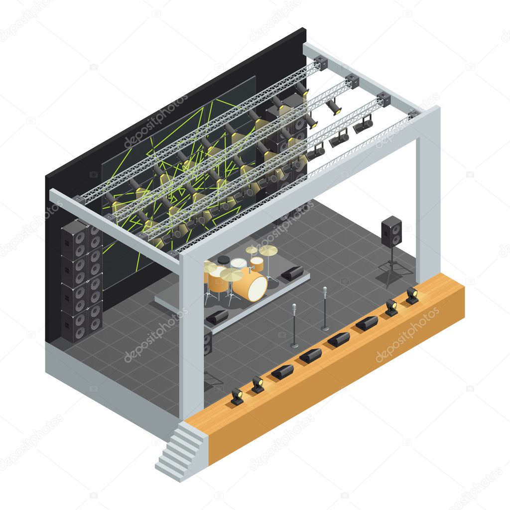 Concert Stage Isometric Poster