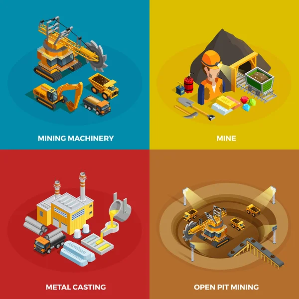 Górnictwa zestaw ikon koncepcja — Wektor stockowy