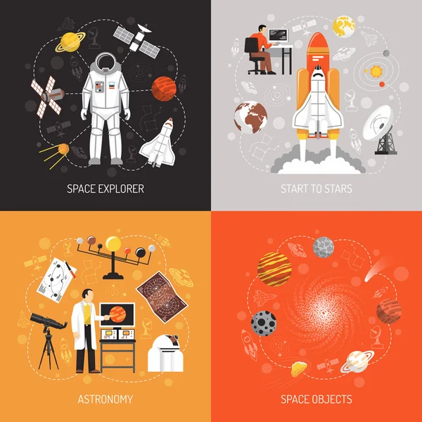 Astronomía Concepto de diseño 2x2 — Vector de stock