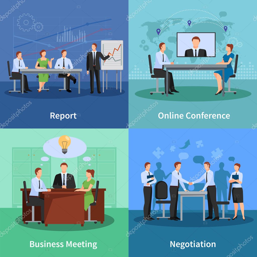 Conference Concept Icons Set Stock Illustration by ©macrovector 125599856