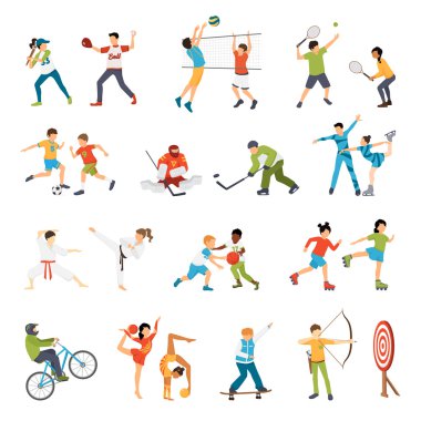 Çocuklar Icons Set spor