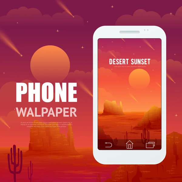 Concepto del desierto para el teléfono Walpaper — Vector de stock