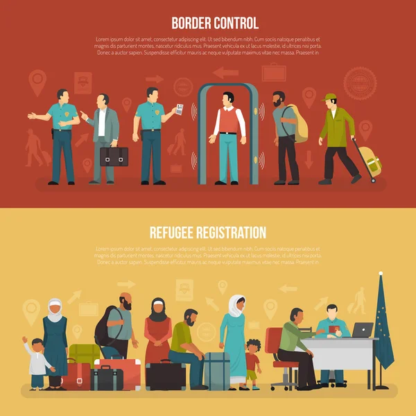 Bannières horizontales d'immigration — Image vectorielle