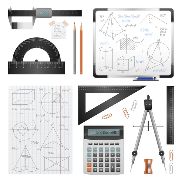 Zestaw obrazów matematyczne nauka — Wektor stockowy