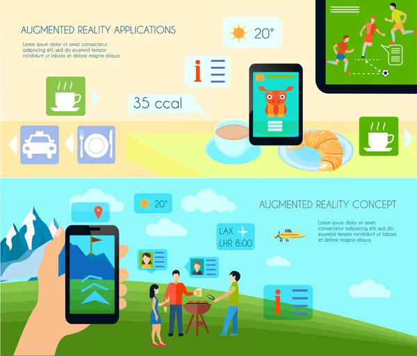 Augmented Reality en technologie Banners Set — Stockvector