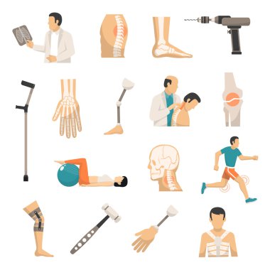Ortopedi renk Icons Set