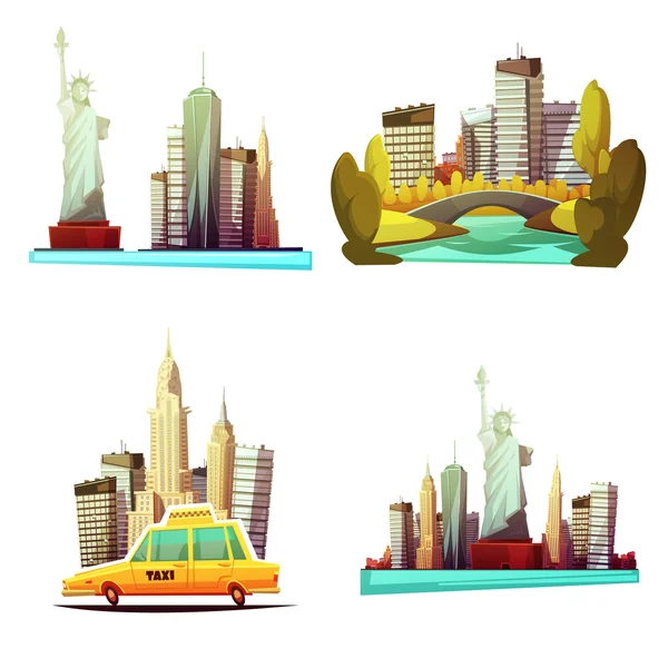 New York-i Downtown 2 x 2 Design kompozíciók — Stock Vector