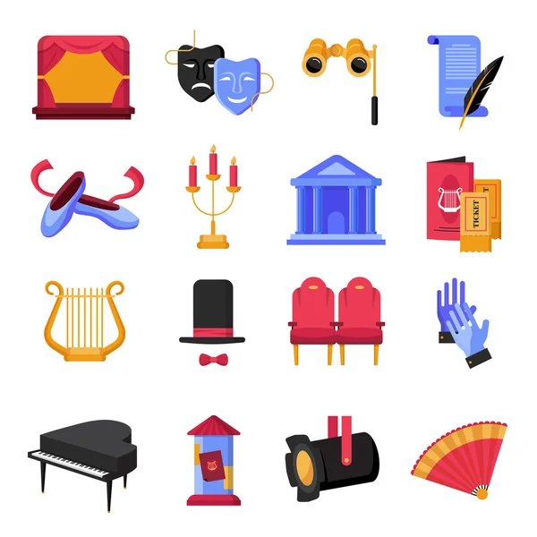 Set de iconos de teatro — Archivo Imágenes Vectoriales