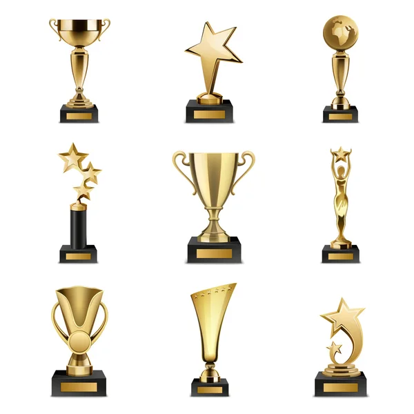 Trophy Awards Realistic Set — Stock Vector