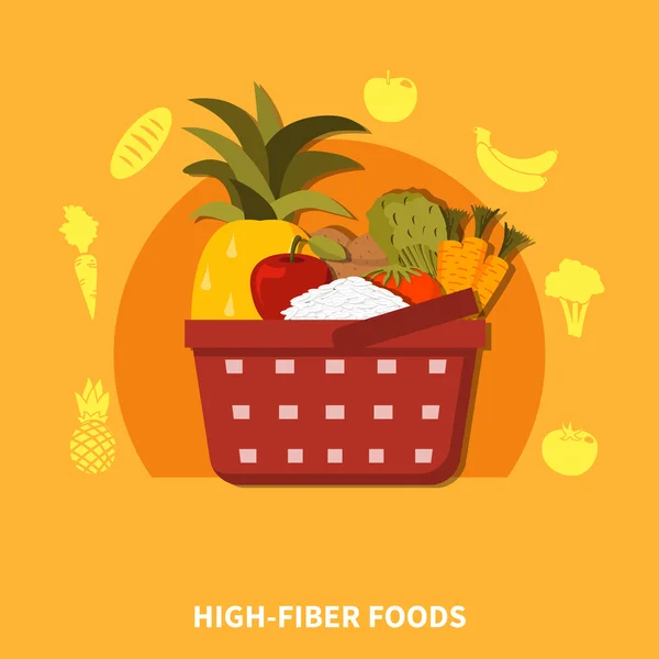 Composizione del supermercato alimentare ad alta fibra — Vettoriale Stock