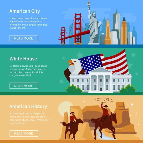 Estados Unidos Apartamento Banners — Vector de stock