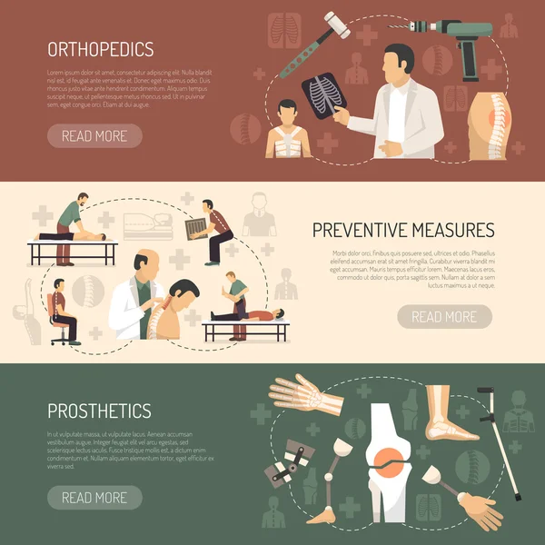 Ortopedia y Traumatología Banners Horizontales — Vector de stock