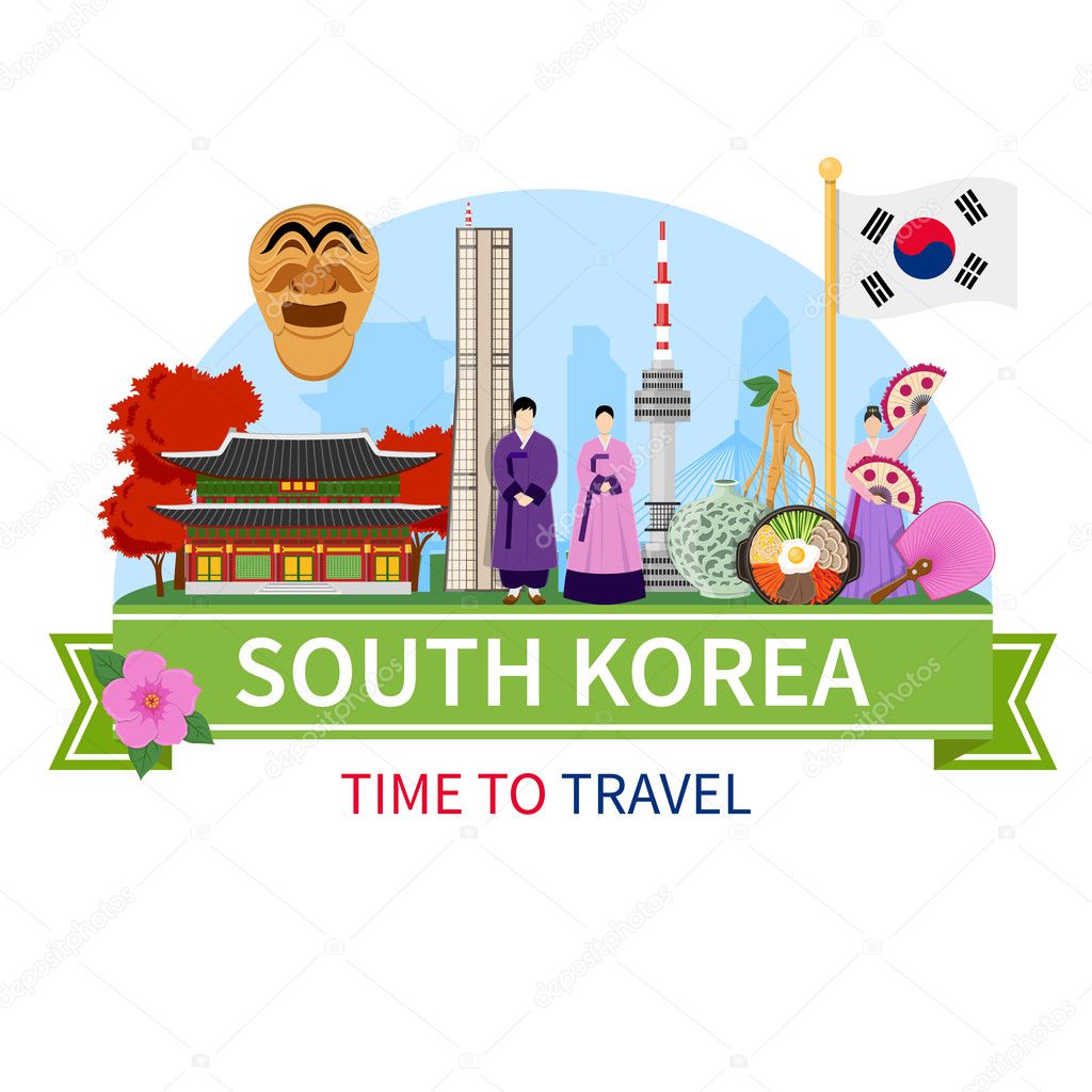 Korea Travel Composition Flat Poster 