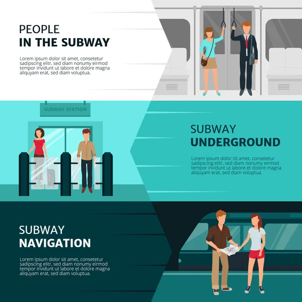 Bannières des gens du métro — Image vectorielle