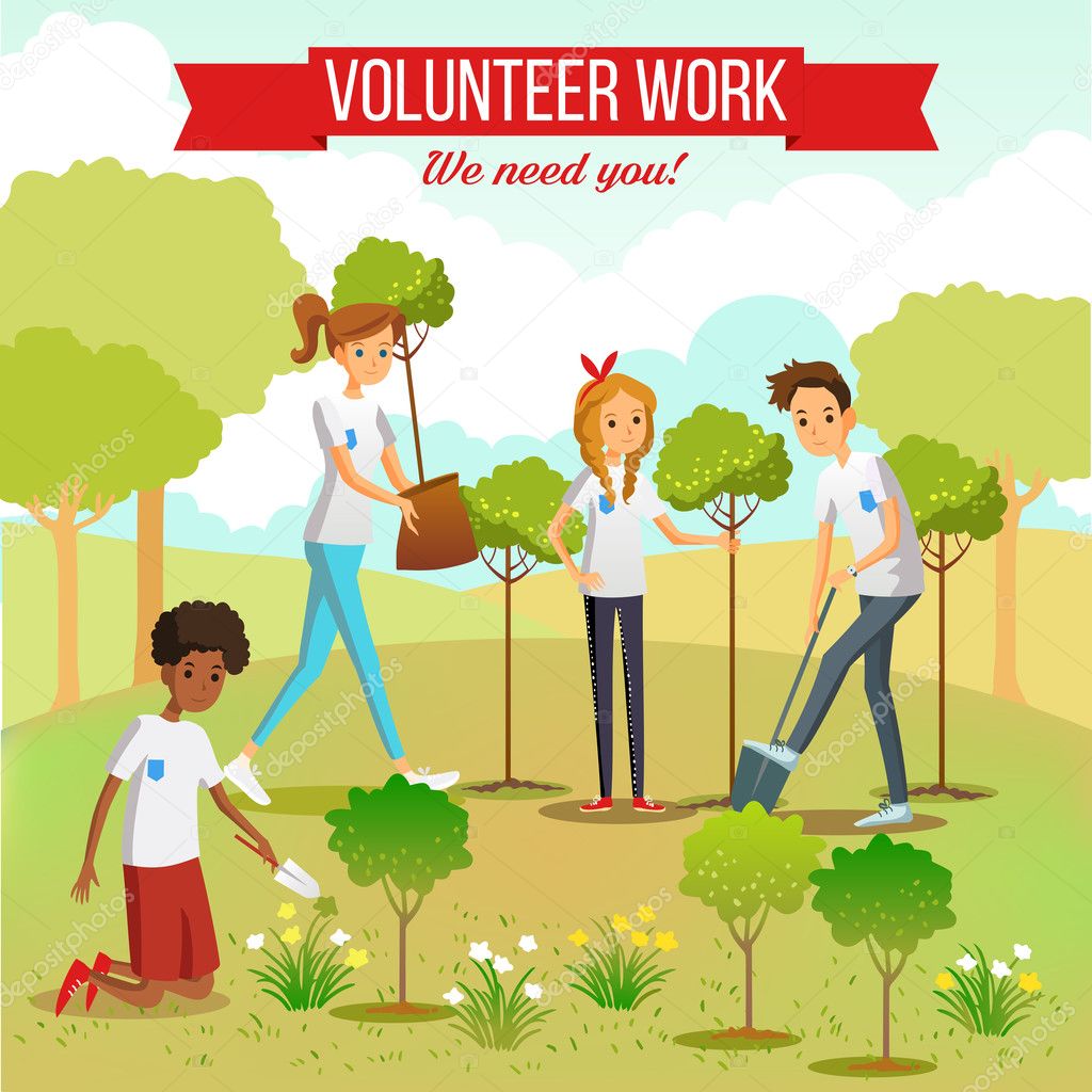 Volunteer Planting Trees In The Park Stock Vector Image by ©macrovector #126018236 Volunteer Planting Trees In The Park Stock Vector Image by ©macrovector #126018236
