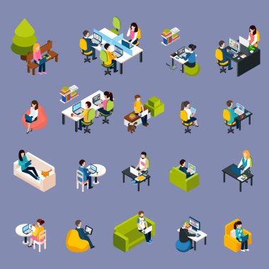 Coworking insanlar Icons Set