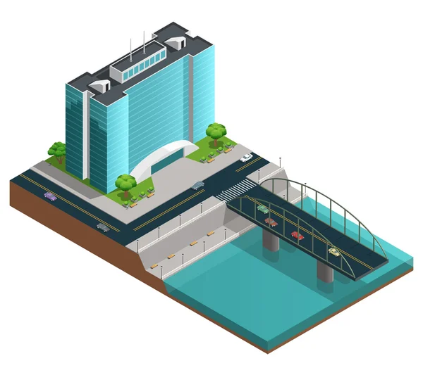 Cidade moderna Composição Isométrica —  Vetores de Stock