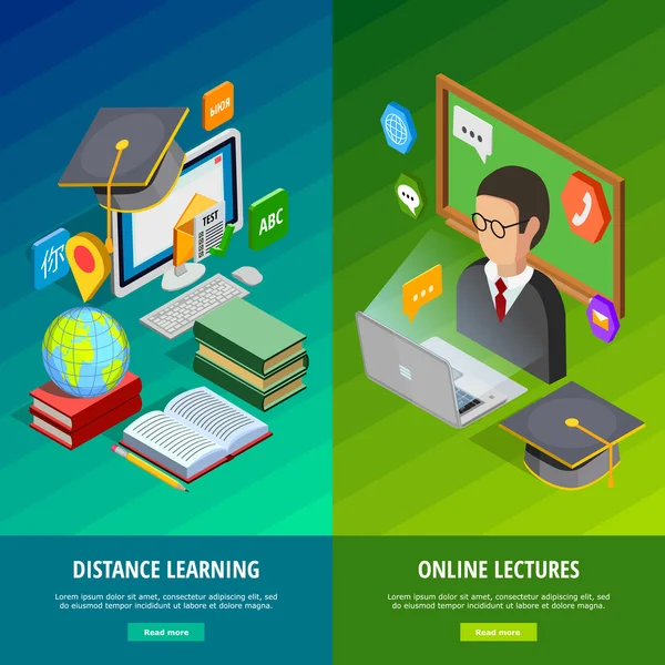 Online Learning Vertical Banners Set — Stock Vector
