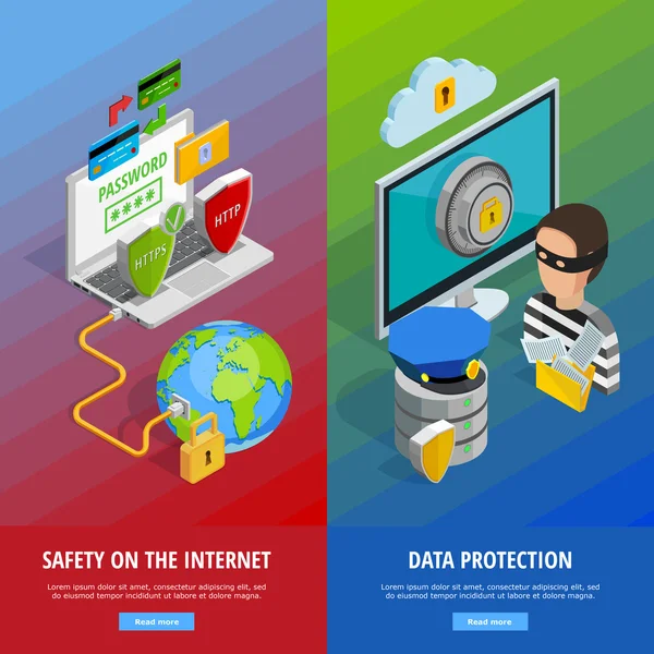 Set banner verticali per la protezione dei dati — Vettoriale Stock