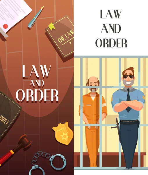 Zákon pořadí spravedlnosti 2 kreslený bannery — Stockový vektor