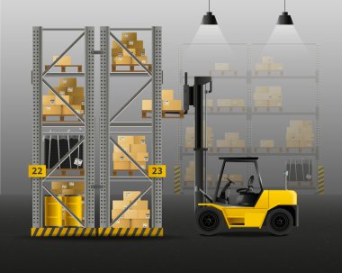 Forklift gerçekçi kompozisyon 