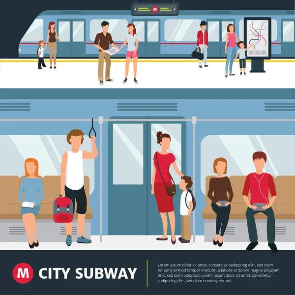 Subway People Illustration — Stock Vector