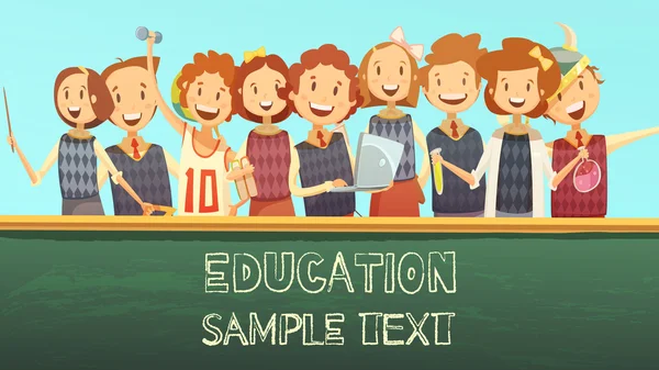 School Education Title Advertisement Cartoon Poster — ストックベクタ