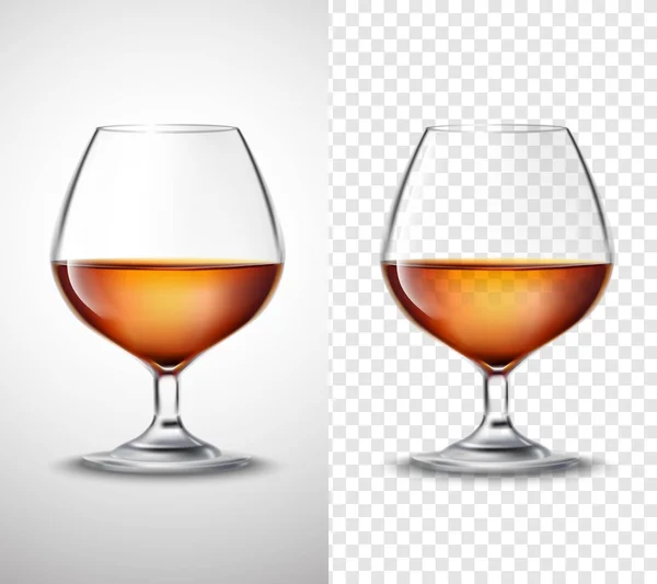 Verre à vin avec des bannières transparentes d'alcool — Image vectorielle