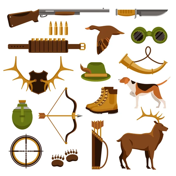 Shooting And Hunting Set — Stock Vector