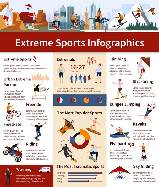 エクストリーム スポーツのインフォ グラフィック — ストックベクタ