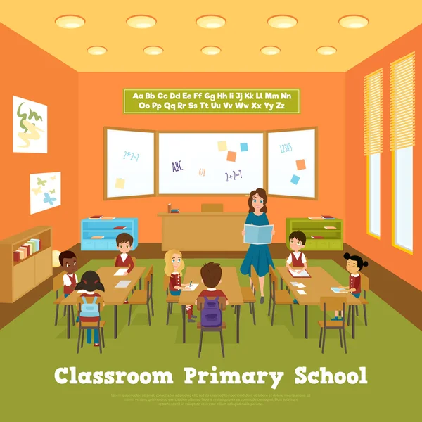 Modèle de salle de classe de l'école primaire — Image vectorielle