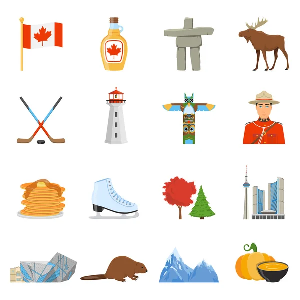Canada National Symbols Flat Icons Collection — Stock vektor