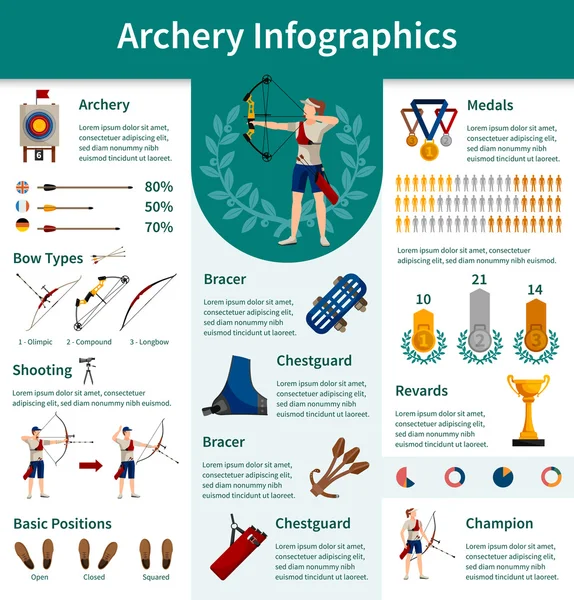 Archery Flat Infographics — Stock Vector