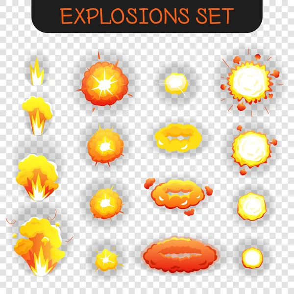 Cartoon explosie transparant Set — Stockvector