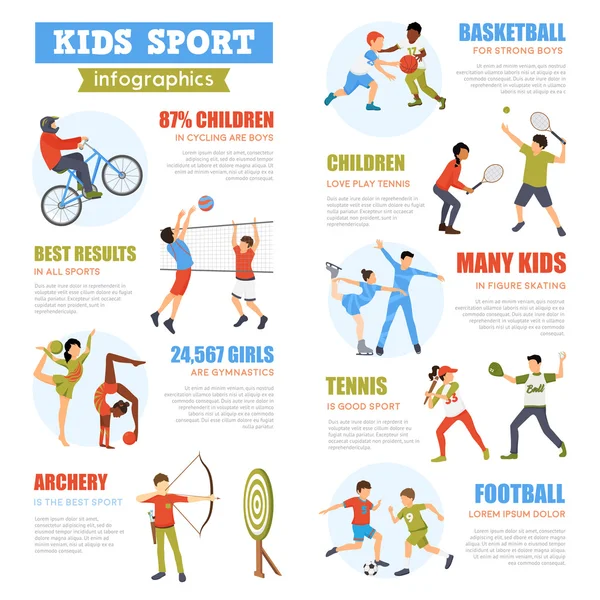 Dla dzieci Sport infografiki zestaw — Wektor stockowy