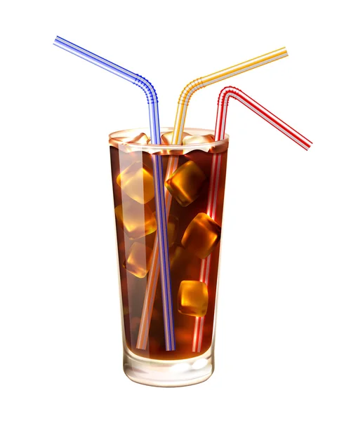 Glass and Straws Realistic Illustration — стоковый вектор