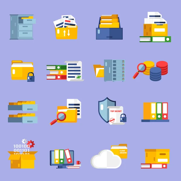 Archive Icons Set — Stock Vector