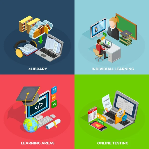 E-learning Concept Icons Set — Stockový vektor