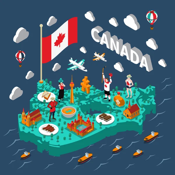 Canada Isometric Map — Διανυσματικό Αρχείο