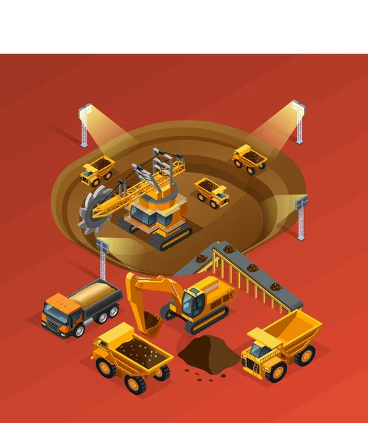 Mining Isometric Concept — Stock vektor