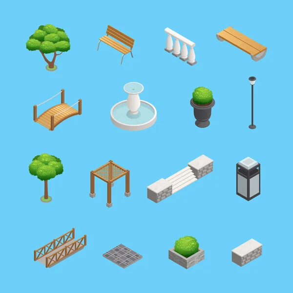 Landscaping Isometric Elements — Stock Vector