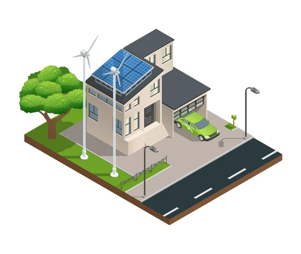 Isometric Green Eco House — Stock Illustration Isometric Green Eco House Vector Graphics